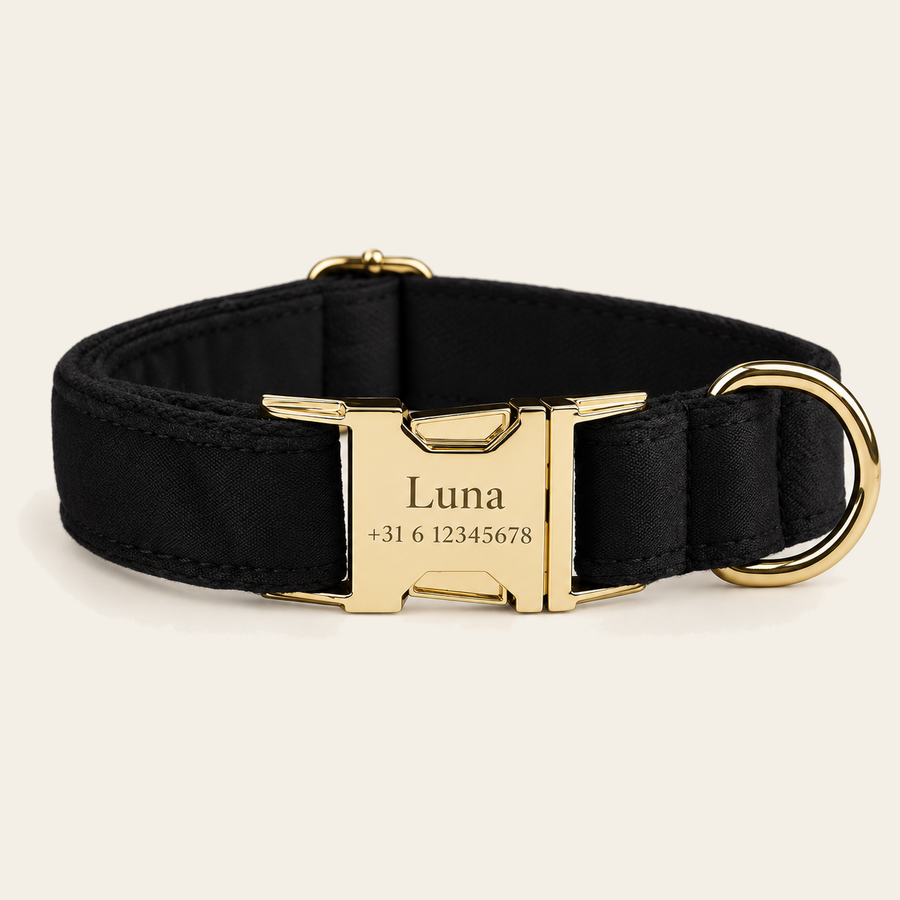Halsband – Ribfluweel Zwart